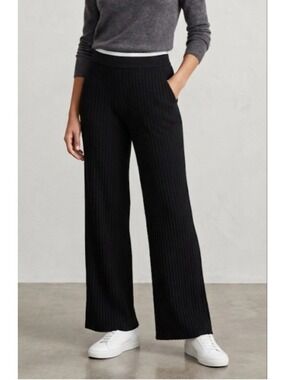 Women's Princess Polly Black Ribbed Knit Wide Leg Pants Size 8